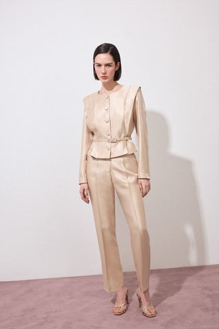Traje Botones Tejido Satinado.