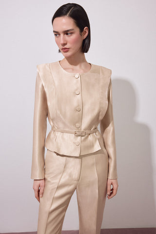 Traje Botones Tejido Satinado.