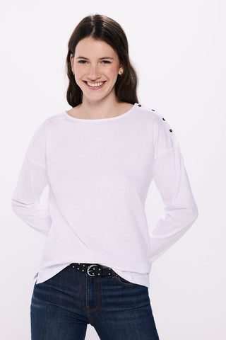 Camiseta Cuello Barco con Botones