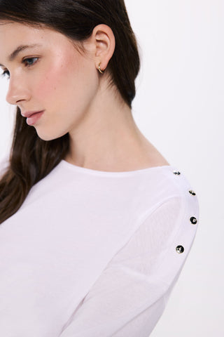 Camiseta Cuello Barco con Botones
