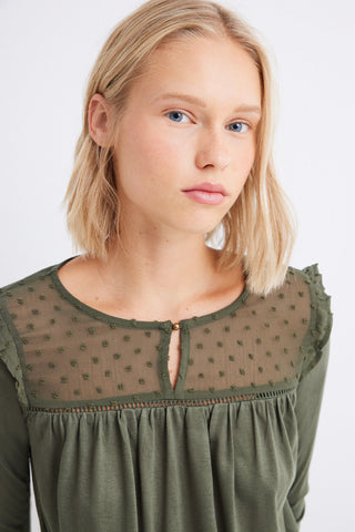 Blusa Manga Larga con Plumeti