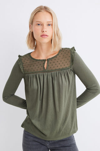 Blusa Manga Larga con Plumeti
