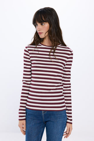 Camiseta Cuello Redondo de Rayas