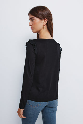 Camiseta Manga Larga con Detalle Volantes