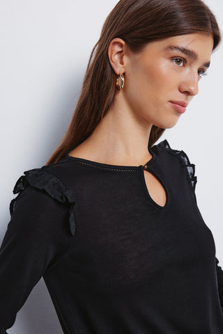 Camiseta Manga Larga con Detalle Volantes