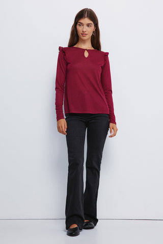 Camiseta Manga Larga con Detalle Volantes