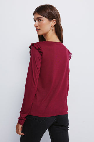 Camiseta Manga Larga con Detalle Volantes