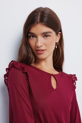 Camiseta Manga Larga con Detalle Volantes