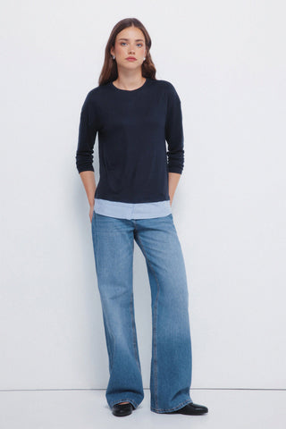 Camiseta Combinada Cuello Redondo