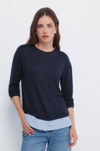 Camiseta Combinada Cuello Redondo