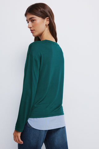 Camiseta Combinada Cuello Redondo