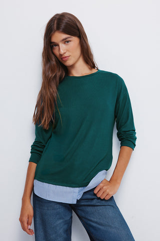 Camiseta Combinada Cuello Redondo