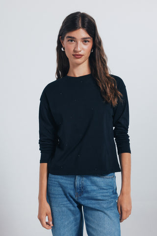 Camiseta Manga Larga con Detalle Tachuelas