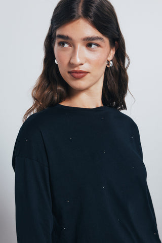 Camiseta Manga Larga con Detalle Tachuelas