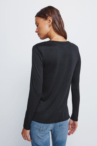Long Sleeve T-Shirt with Crochet Detail