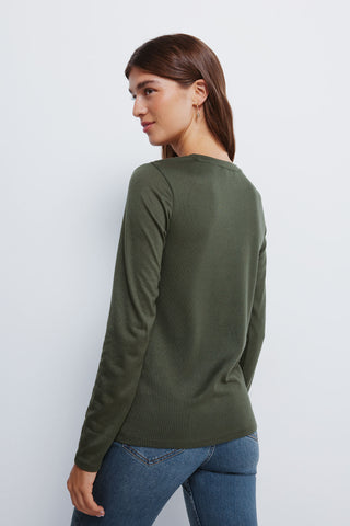 Long Sleeve T-Shirt with Crochet Detail