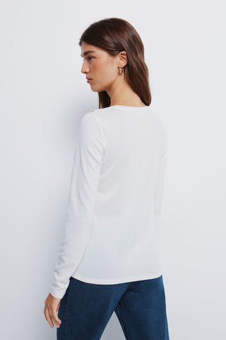 Long Sleeve T-Shirt with Crochet Detail