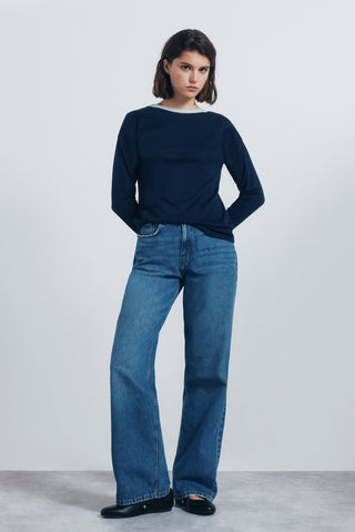 Camiseta Manga Larga con Cuello de Lúrex