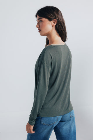 Camiseta Manga Larga con Cuello de Lúrex