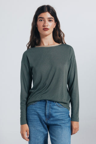 Camiseta Manga Larga con Cuello de Lúrex