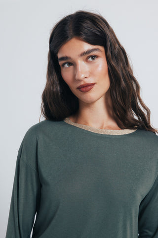 Camiseta Manga Larga con Cuello de Lúrex