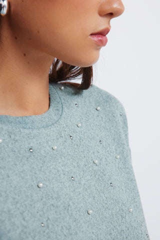 Camiseta Manga Larga con Detalle Perlas