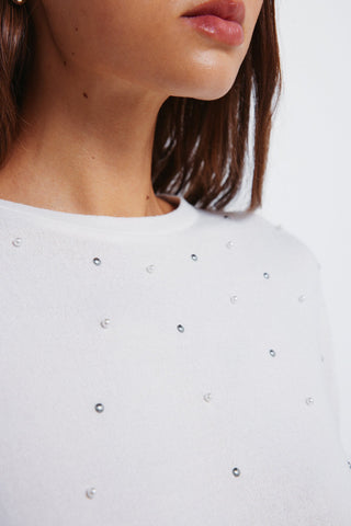 Camiseta Manga Larga con Detalle Perlas