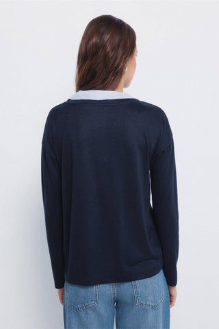 Camiseta Mangga Larga con Cuello Camisero