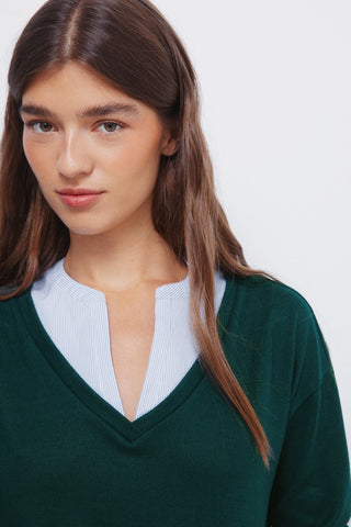 Camiseta Mangga Larga con Cuello Camisero