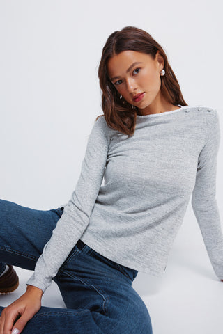 Camiseta Manga Larga con Detalle Cuello