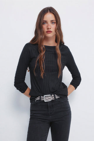 Camiseta Manga Larga con Tejido Canalé