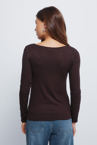 Camiseta Manga Larga con Tejido Canalé