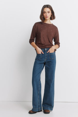 Camiseta Manga Larga con Detalle Tachuelas