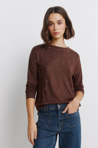 Camiseta Manga Larga con Detalle Tachuelas