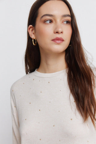 Camiseta Manga Larga con Detalle Tachuelas