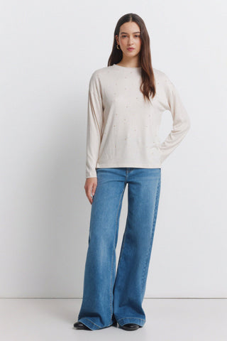 Camiseta Manga Larga con Detalle Tachuelas