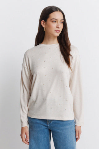 Camiseta Manga Larga con Detalle Tachuelas