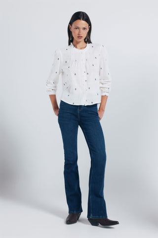 Blusa Cuello Mao con Estampado