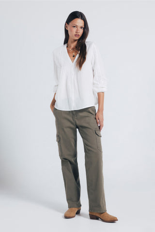 Camisa Manga Larga con Detalle Plisado