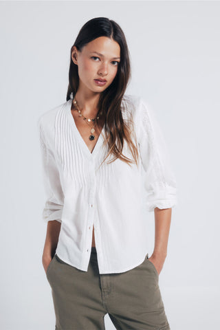 Camisa Manga Larga con Detalle Plisado