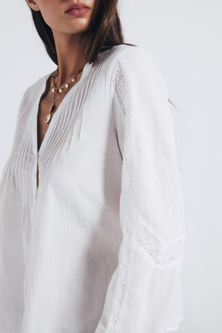 Camisa Manga Larga con Detalle Plisado