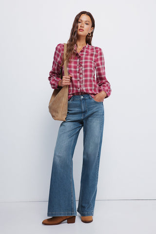 Blusa Manga Larga con Volantes Estampado