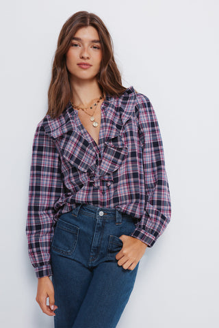 Blusa Manga Larga con Volantes Estampado