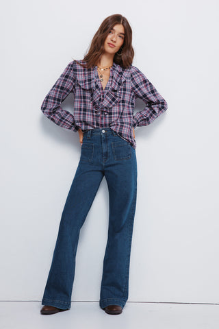 Blusa Manga Larga con Volantes Estampado