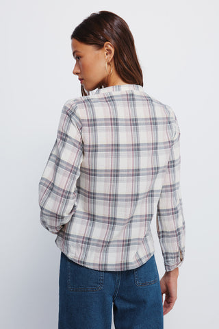 Blusa Manga Larga con Estampado Cuadros