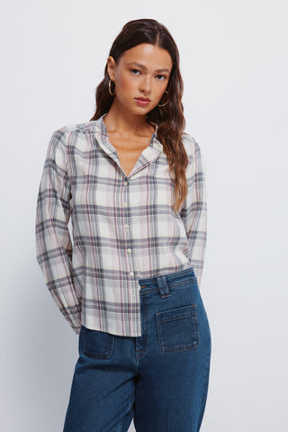 Blusa Manga Larga con Estampado Cuadros