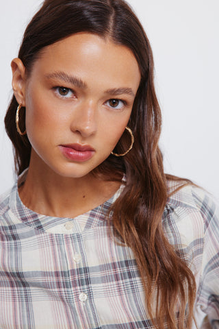 Blusa Manga Larga con Estampado Cuadros