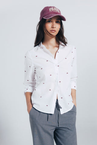 Camisa Manga Larga con Detalle Bordado