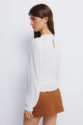 Blusa Manga Larga Con Detalle Fruncido