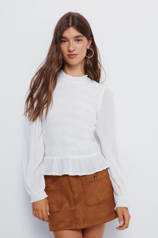 Blusa Manga Larga Con Detalle Fruncido